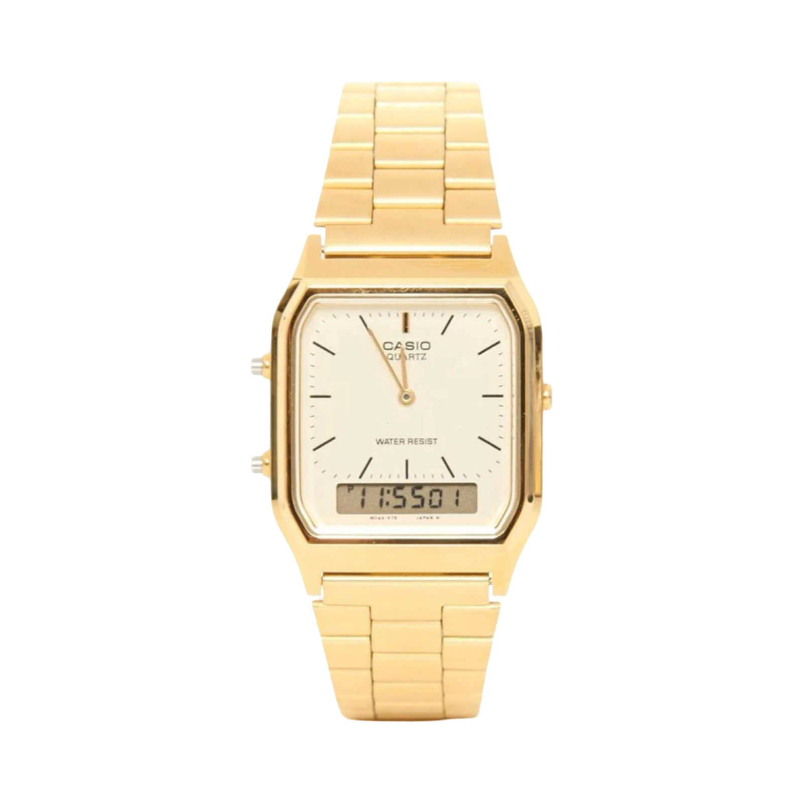 Men's Casio Quartz Duo Trendy Dual Time AQ230GA-9DMQ Gold White Watch