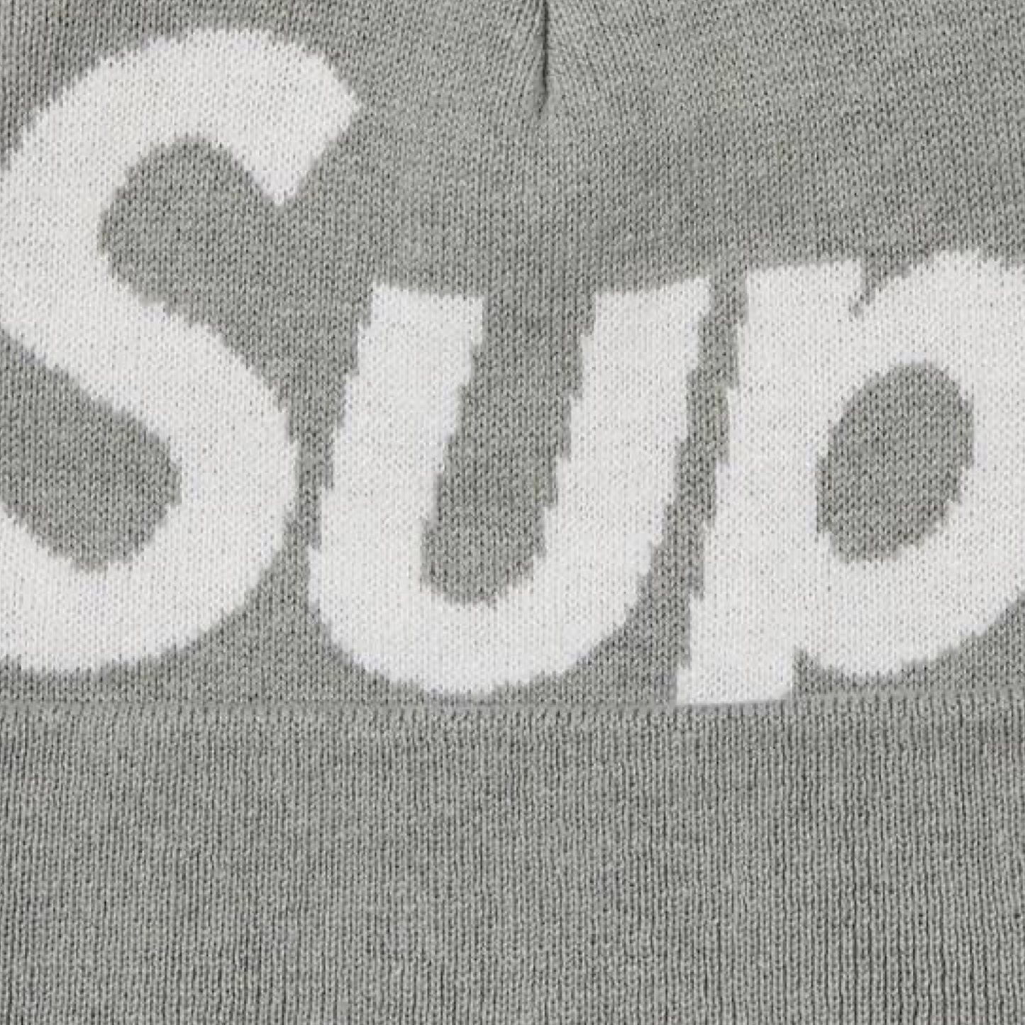 Supreme Big Logo Beanie Grey White