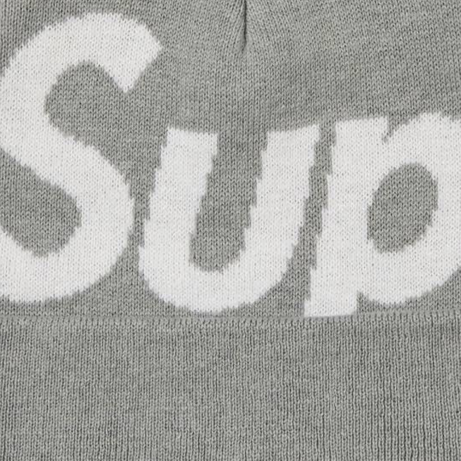 Supreme Big Logo Beanie Grey White