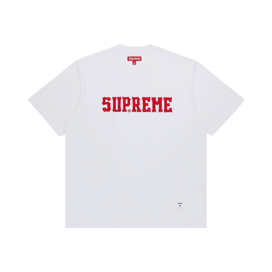 Supreme Twill Applique Short Sleeve Top FW24 White Red