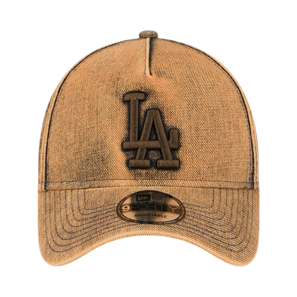 New Era 9Forty A-Frame Overwash Denim Los Angeles Bronze Gold Snapback Cap