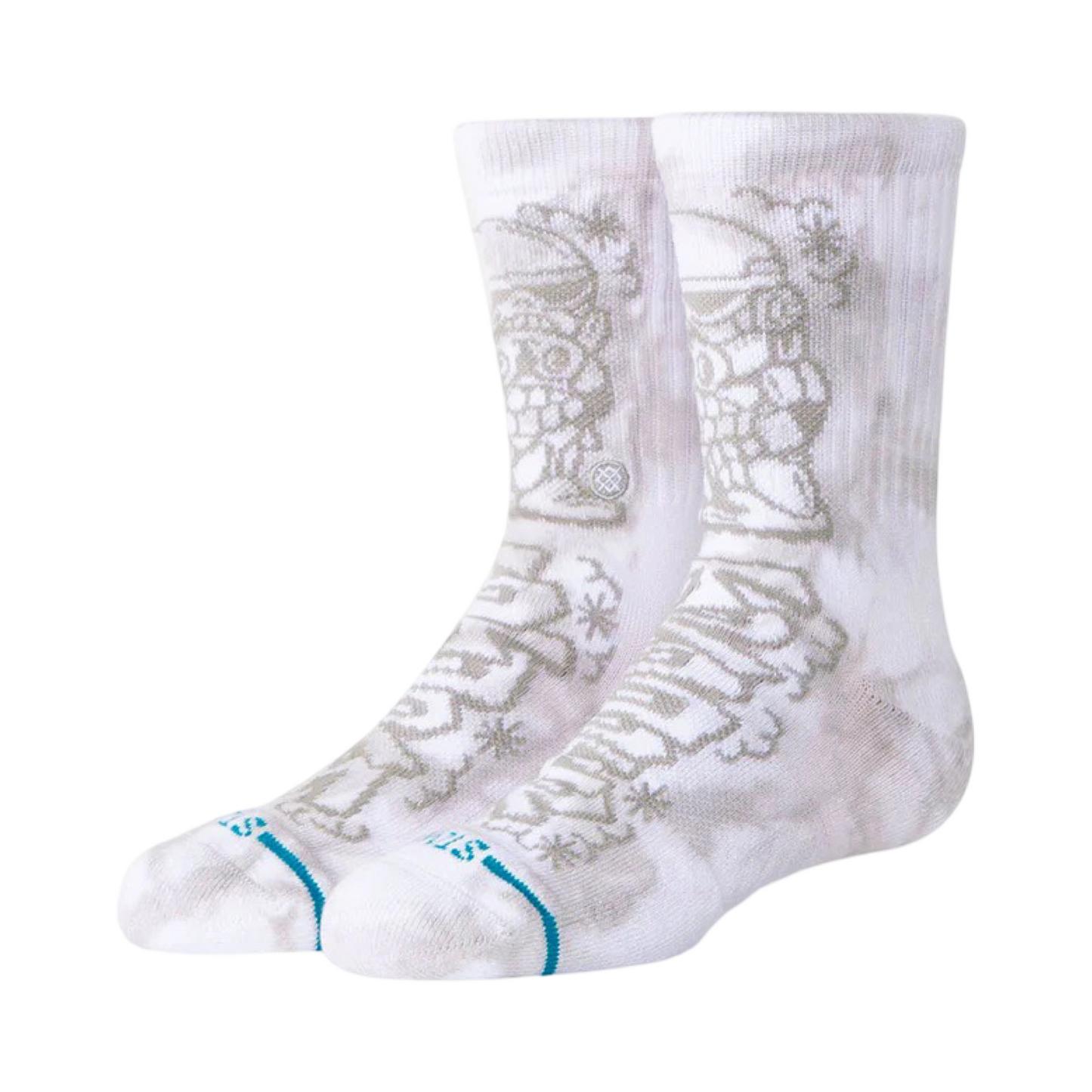 Kids Stance Icon DJ Trooper Graphic Print White Crew Socks