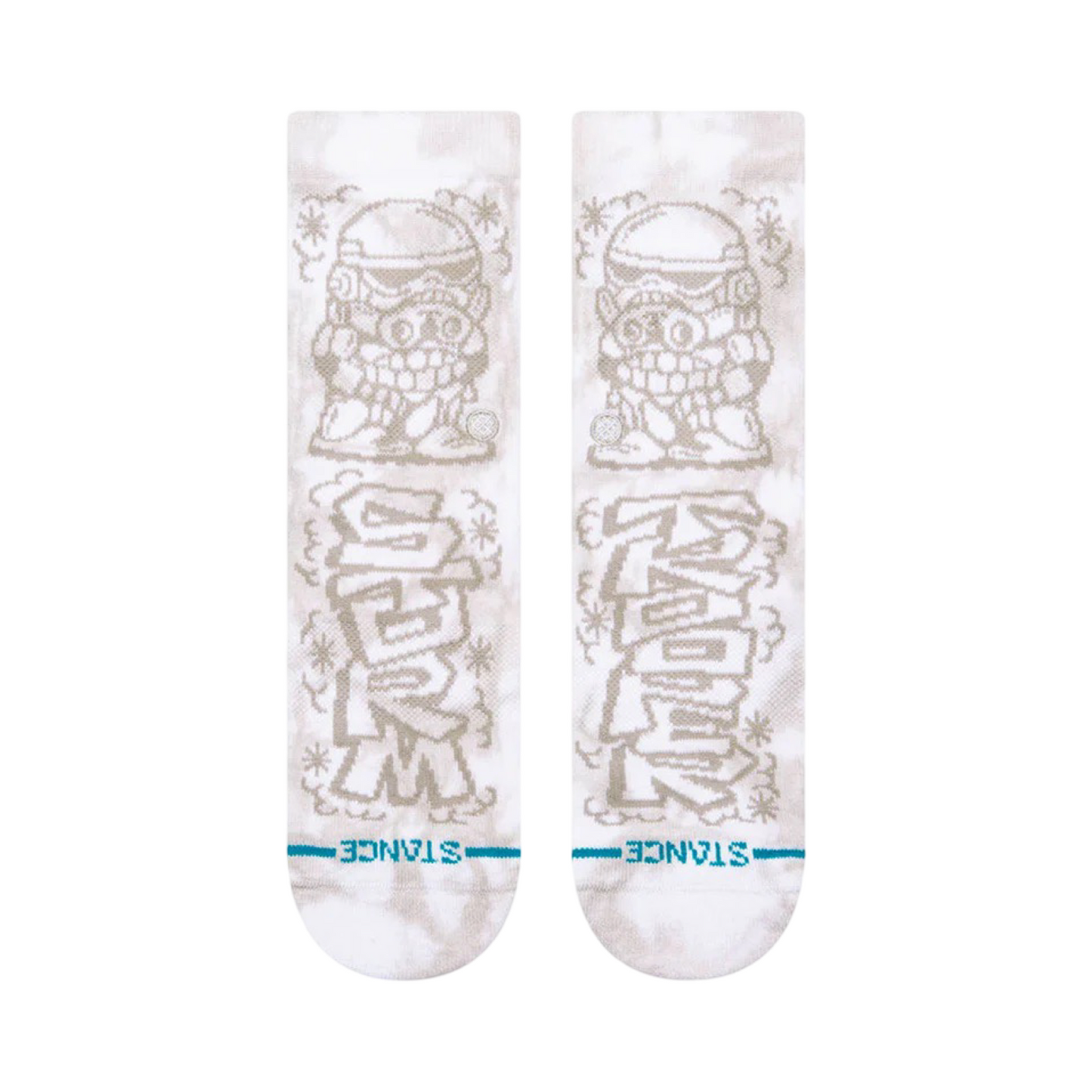 Kids Stance Icon DJ Trooper Graphic Print White Crew Socks