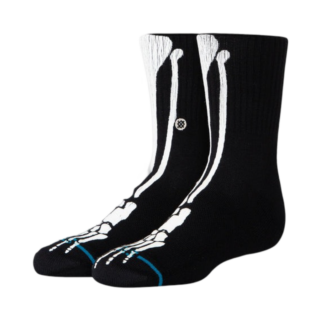 Kids Stance Icon Bones Graphic Print Black Crew Socks