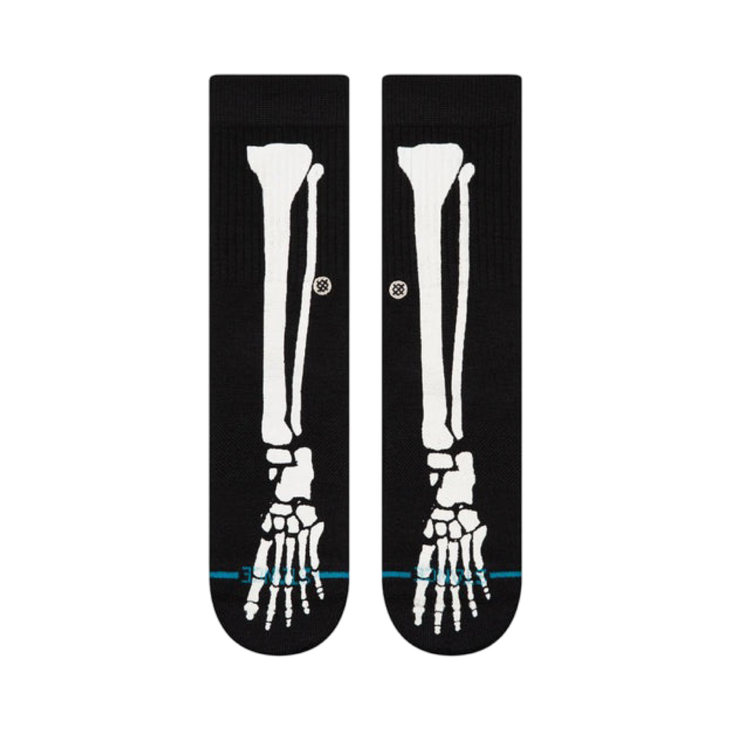Kids Stance Icon Bones Graphic Print Black Crew Socks