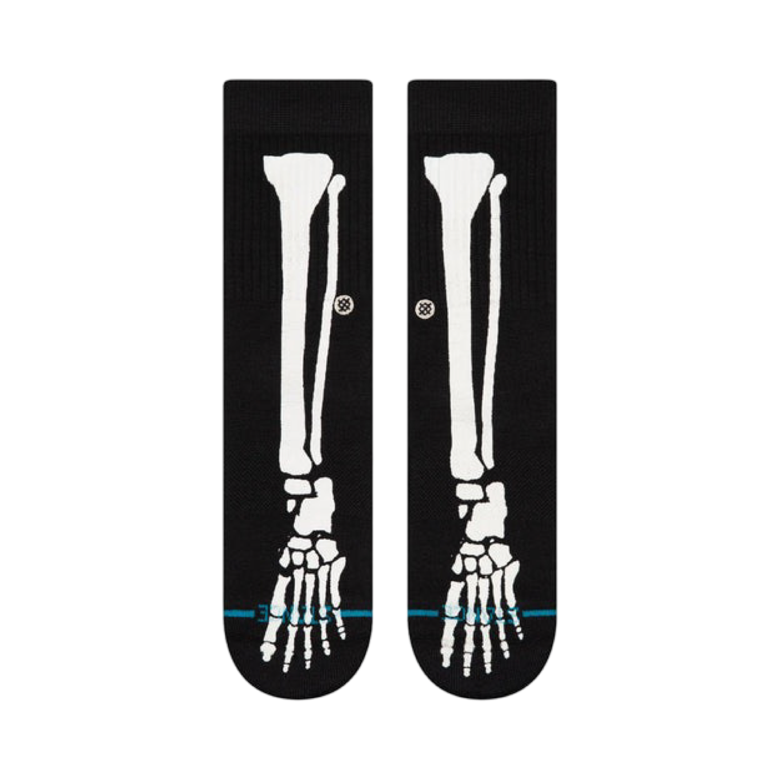 Kids Stance Icon Bones Graphic Print Black Crew Socks