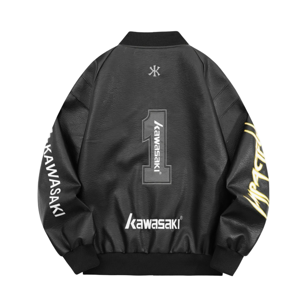 Kawasaki Impactful Biker Jacket Black White