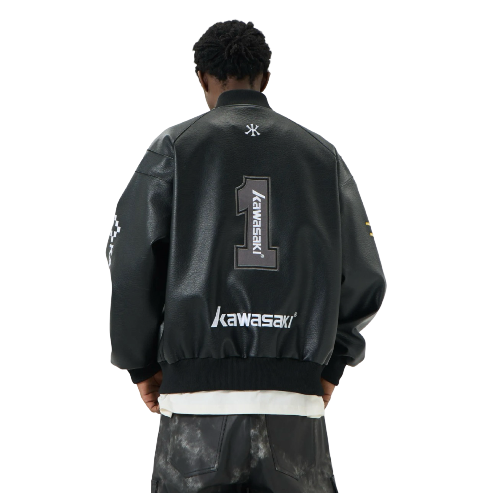 Kawasaki Impactful Biker Jacket Black White