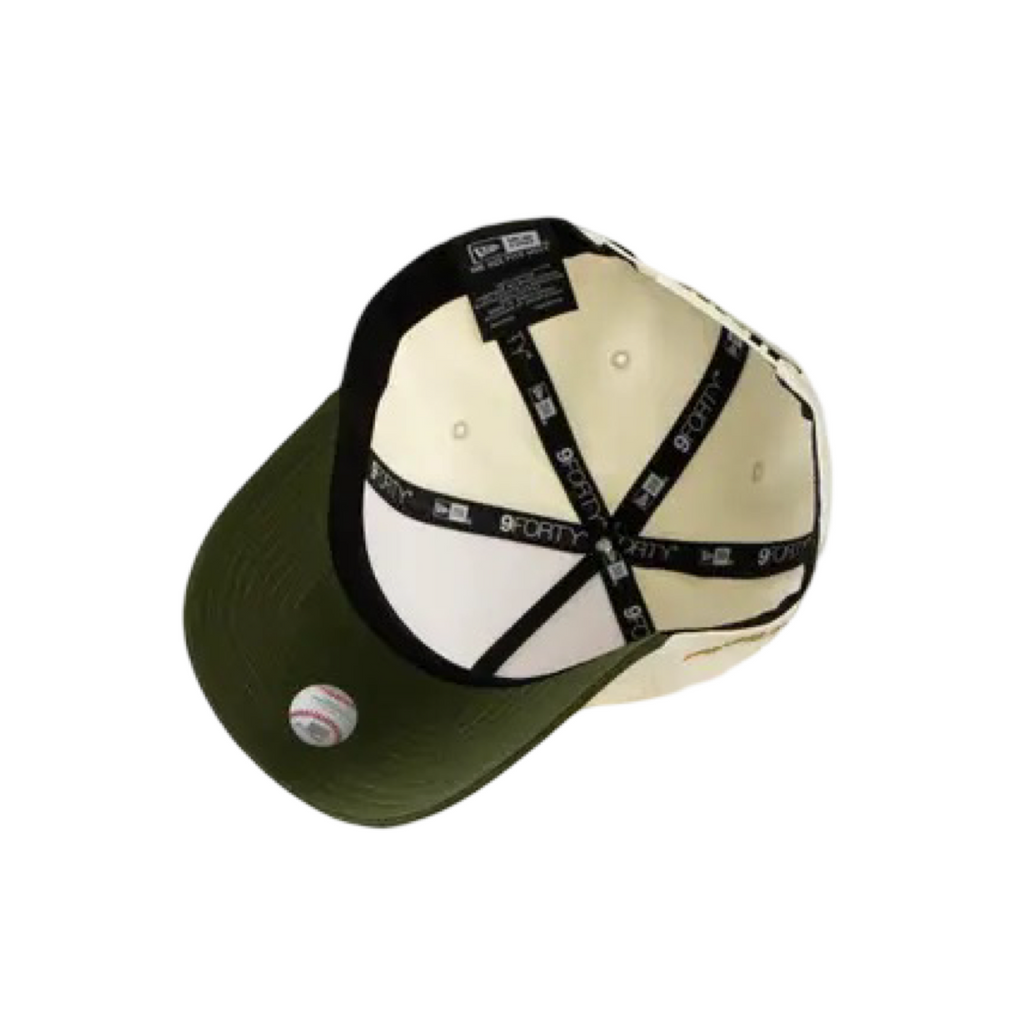 New Era 9Forty A-Frame Metallic Script Los Angeles Dodgers White Gold Green Snapback Cap