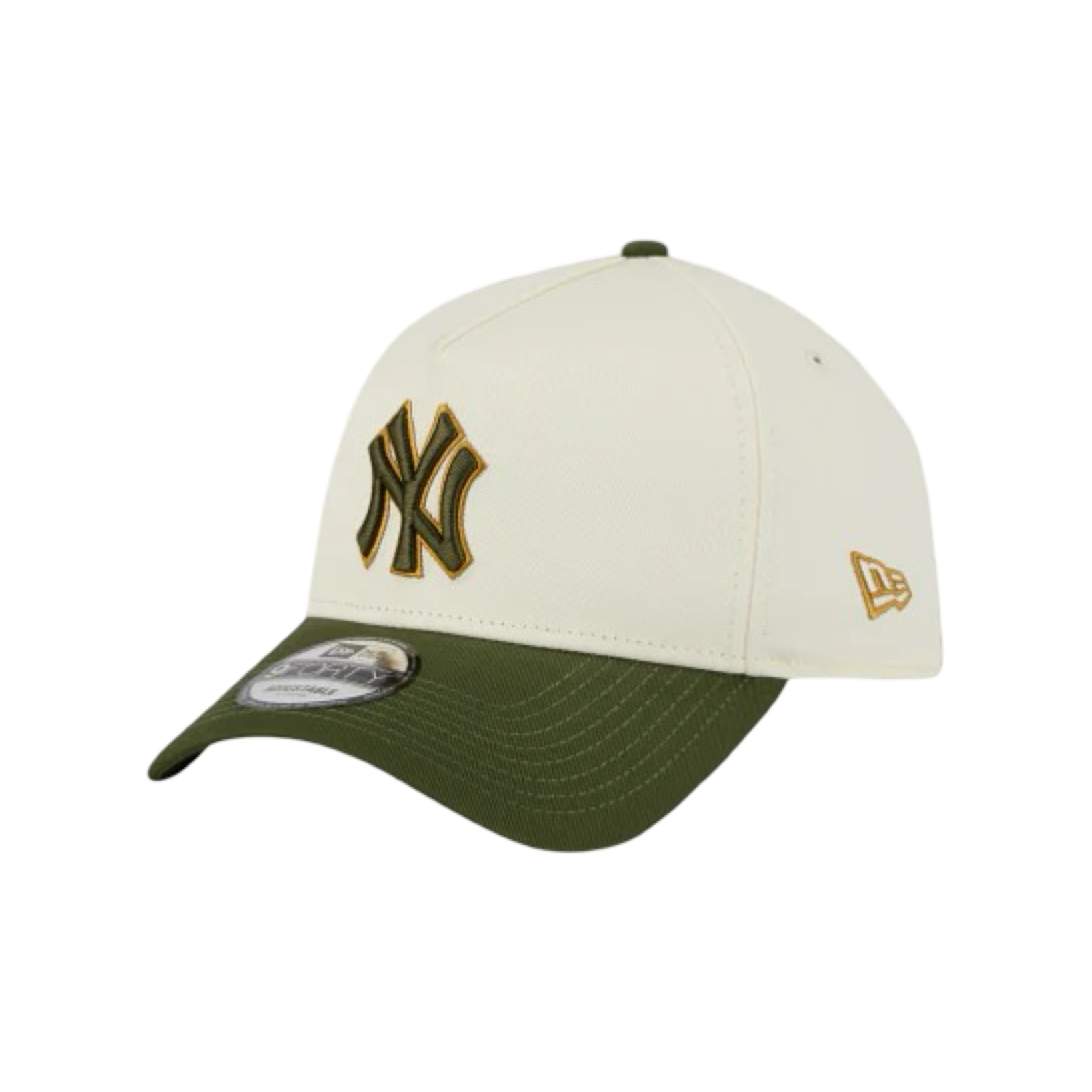 New Era 9Forty A-Frame Metallic Script New York Yankees White Gold Green Snapback Cap