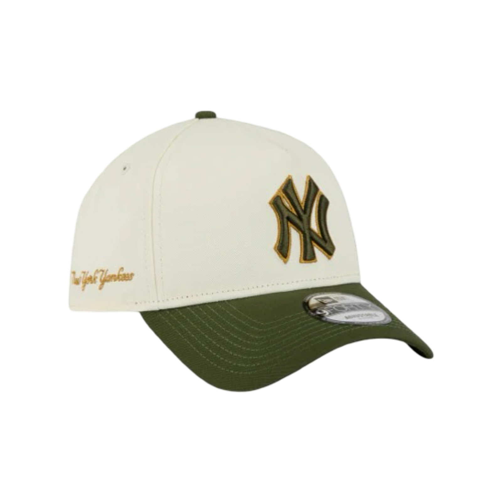 New Era 9Forty A-Frame Metallic Script New York Yankees White Gold Green Snapback Cap