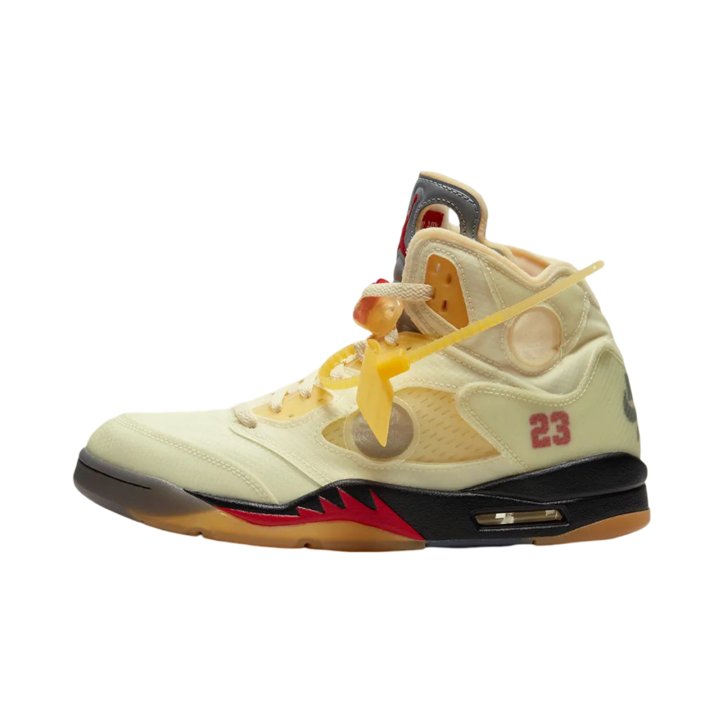 Off-White x Air Jordan 5 Retro SP Sail Muslin Fire Red Black