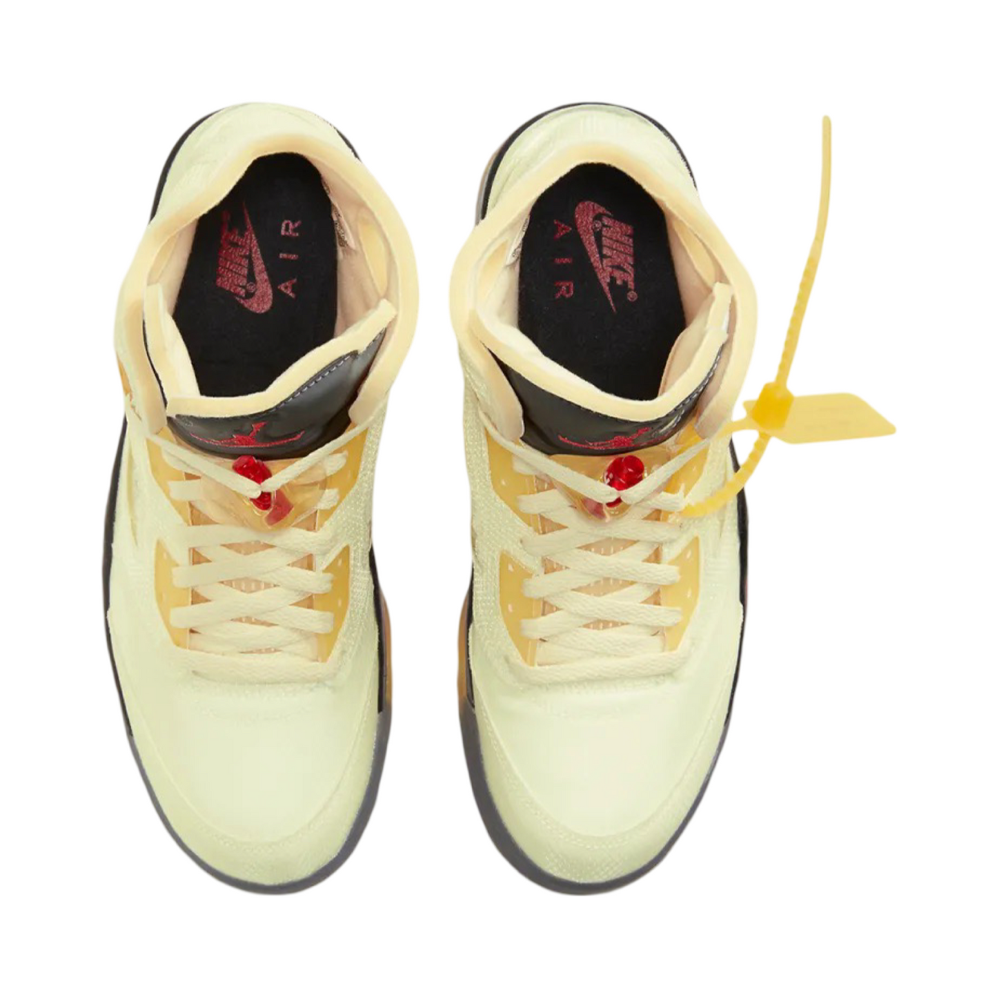 Off-White x Air Jordan 5 Retro SP Sail Muslin Fire Red Black