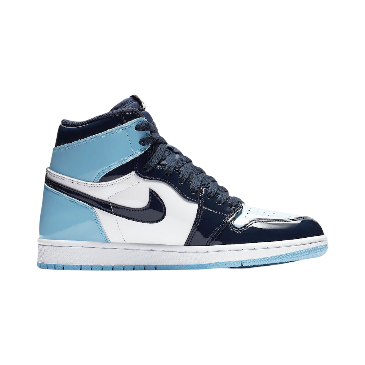 Women's Air Jordan 1 Hi OG Blue Chills UNC Patent Obsidian Blue Chill White