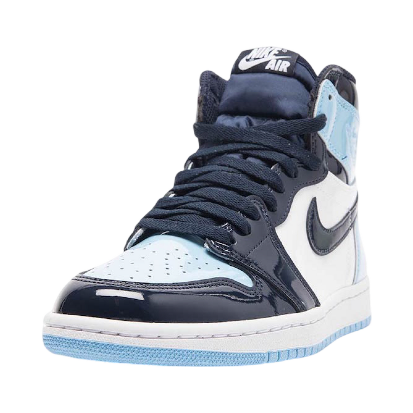 Women's Air Jordan 1 Hi OG Blue Chills UNC Patent Obsidian Blue Chill White