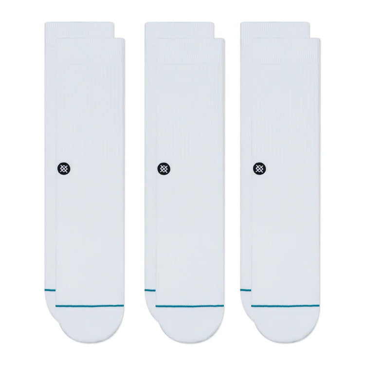 Stance Icon Crew Socks 3 Pack White White