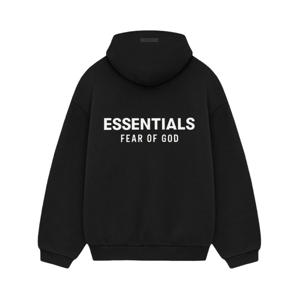 Fear Of God Essentials Graphic Pullover Hoodie Black White SS25