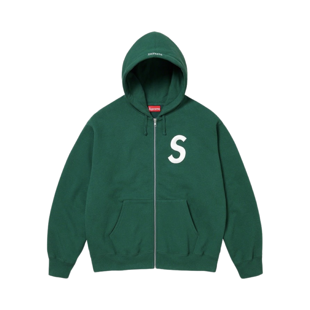 Supreme S LogoZip Up Hoodie Sweatshirt FW23 Dark Green