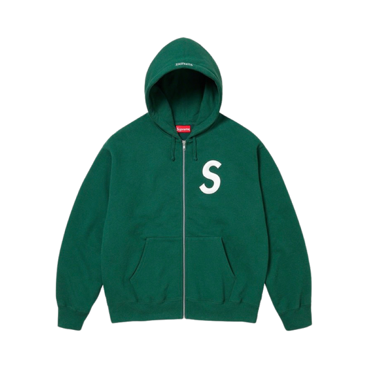 Supreme S LogoZip Up Hoodie Sweatshirt FW23 Dark Green