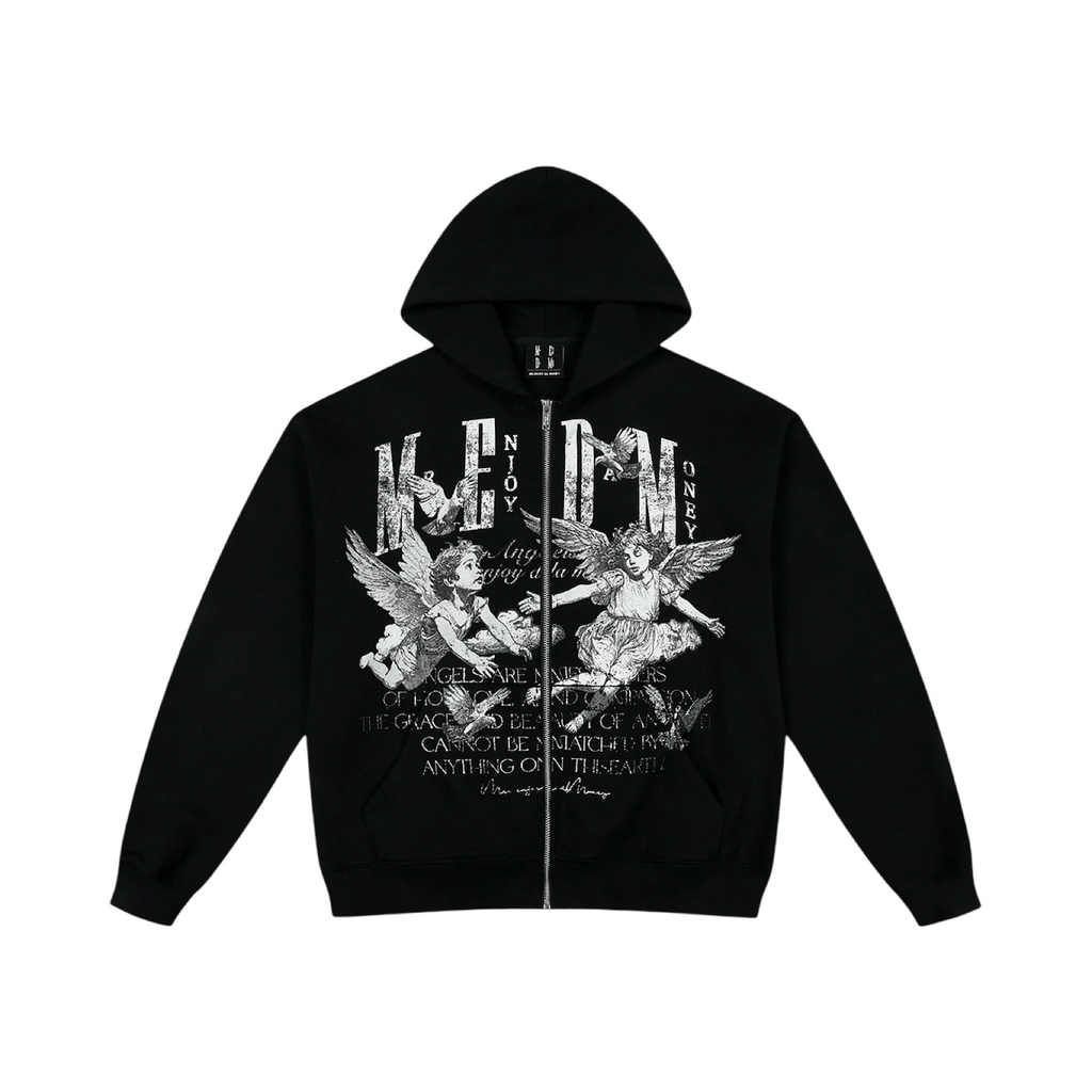 MEDM Angel Patch Hoodie Black White
