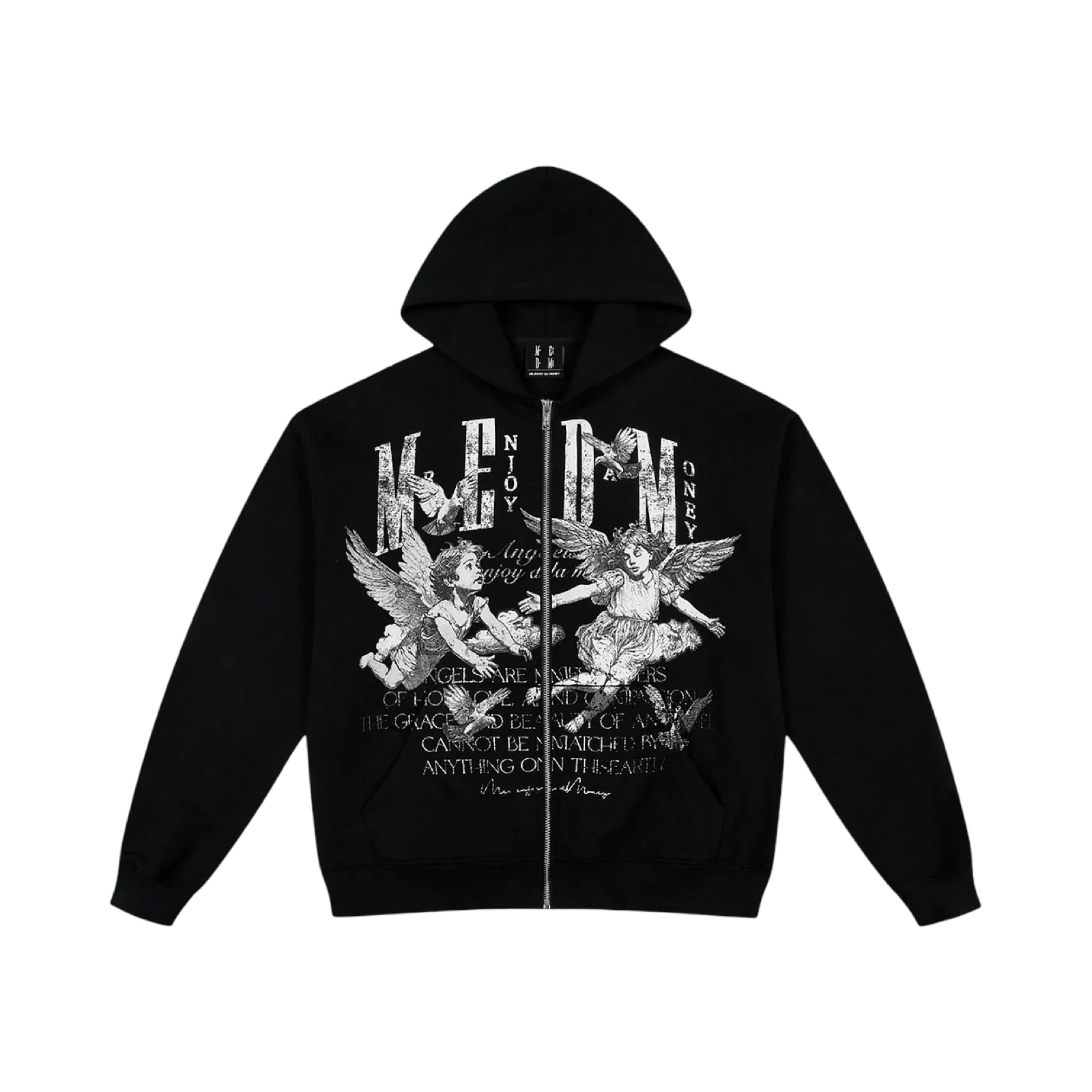 MEDM Angel Patch Hoodie Black White