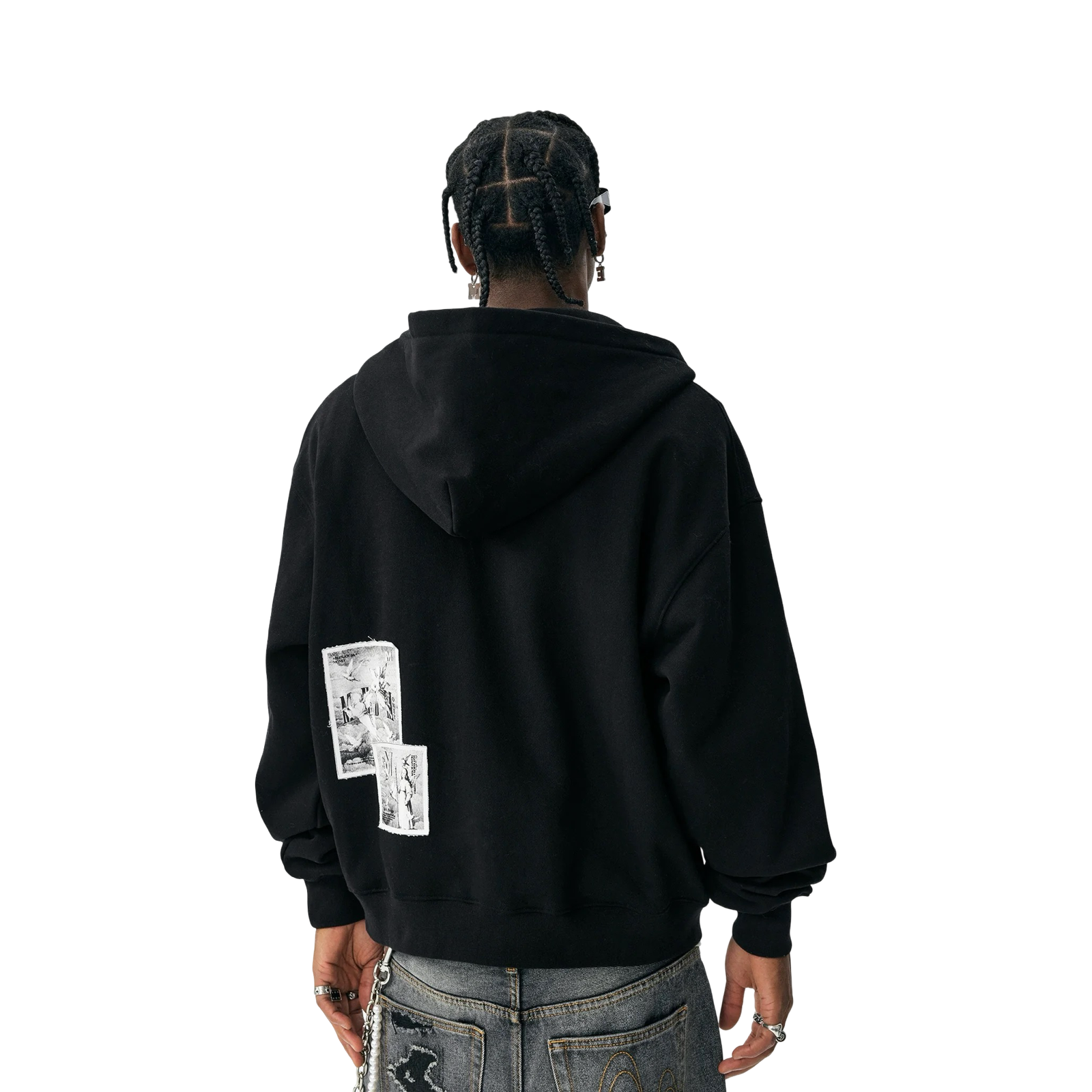 MEDM Angel Patch Hoodie Black White