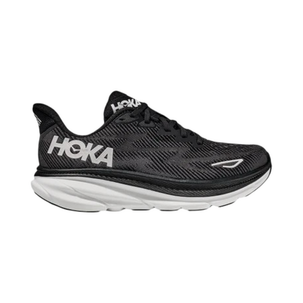 Men's Hoka Clifton 9 D Width Black White