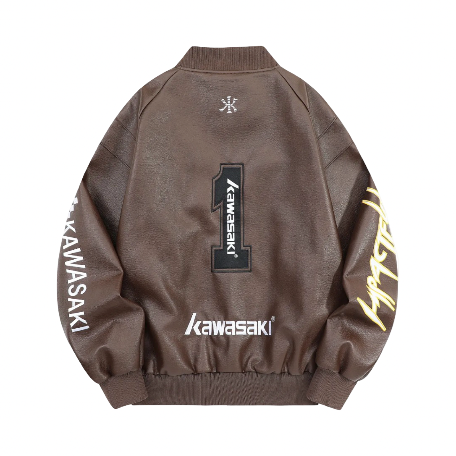 Kawasaki Impactful Biker Jacket Brown White