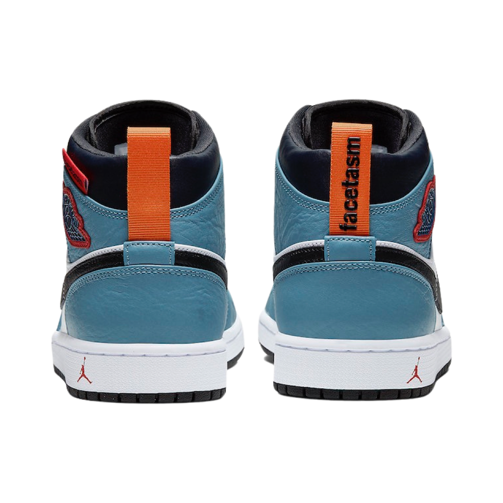 Air Jordan 1 Mid Fearless Facetasm White Black Celestial Teal Dark Obsidian