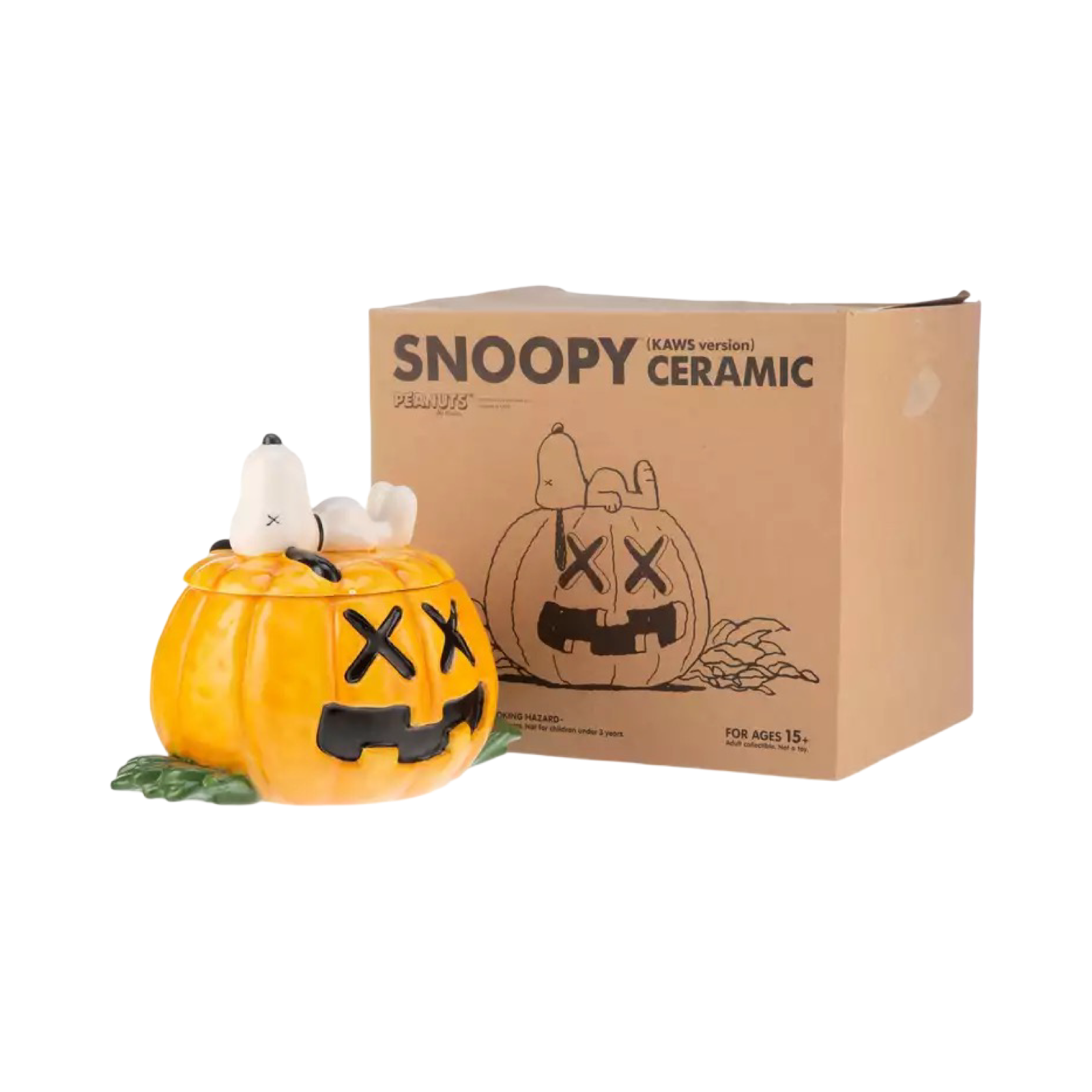 2012 Kaws x Peanuts Snoopy Pumpkin Ceramic in Original Box (cracks around body)