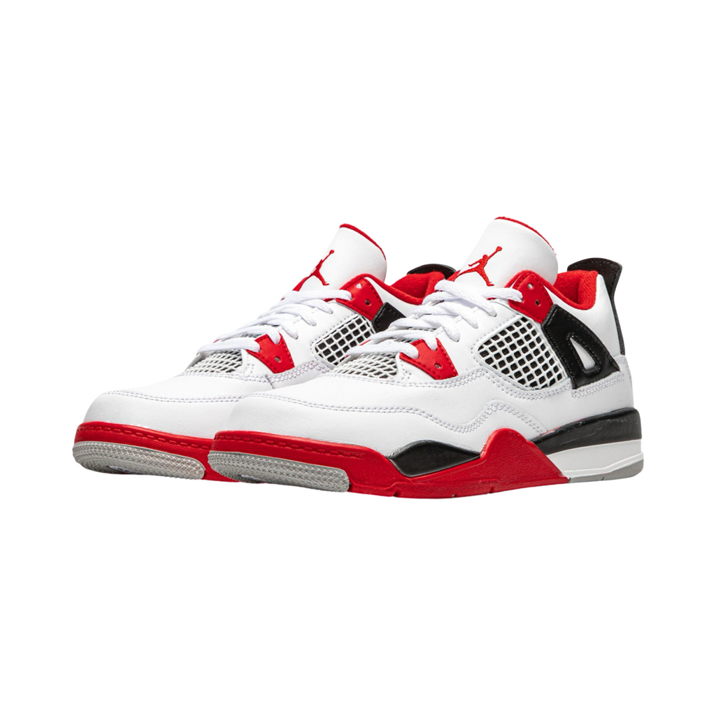 Kids Air Jordan 4 Retro Fire Red (2020) PS White Black Tech Grey Fire Red 11c