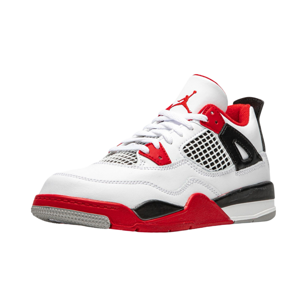 Kids Air Jordan 4 Retro Fire Red (2020) PS White Black Tech Grey Fire Red 11c