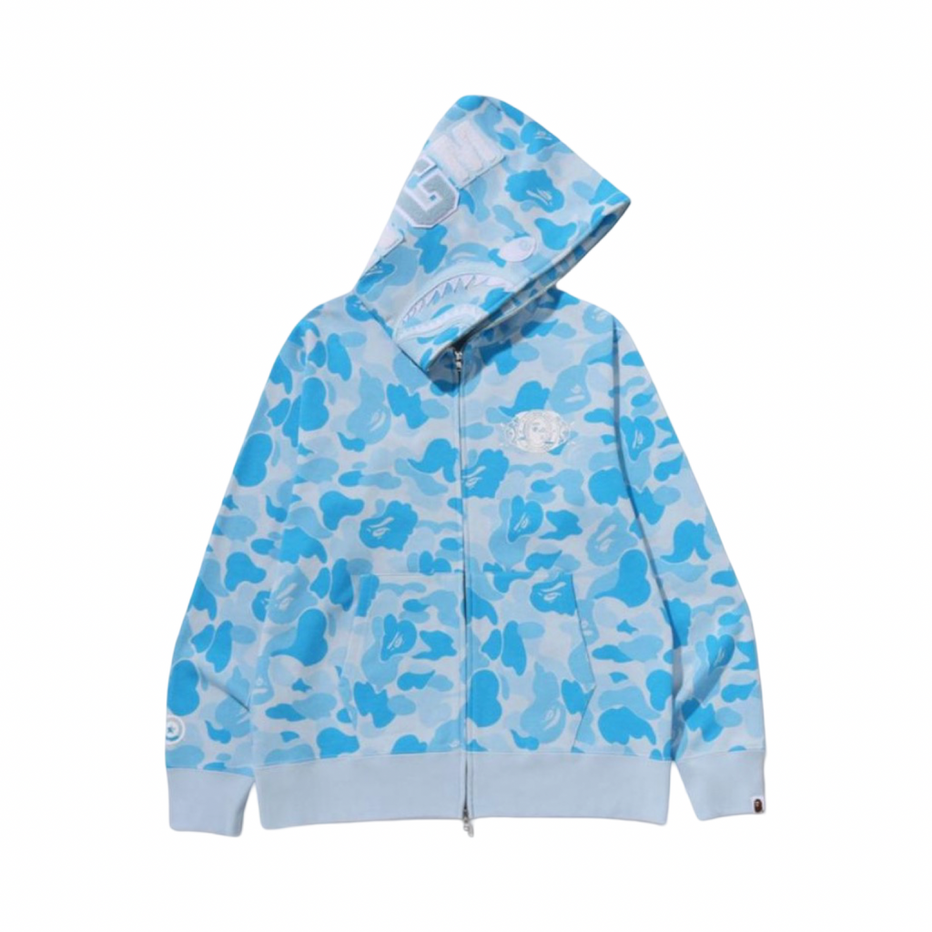 A Bathing Ape SS26 Shark Full Zip Hoodie Blue Camo