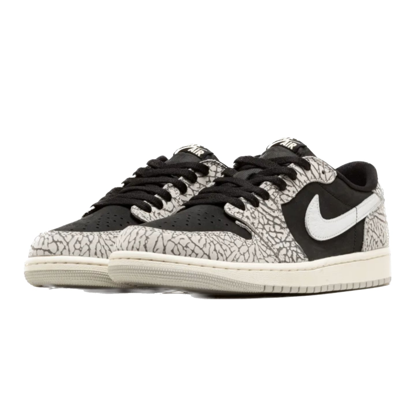 Air Jordan 1 Retro Low OG Black Cement Black Muslin Tech Grey White Sail