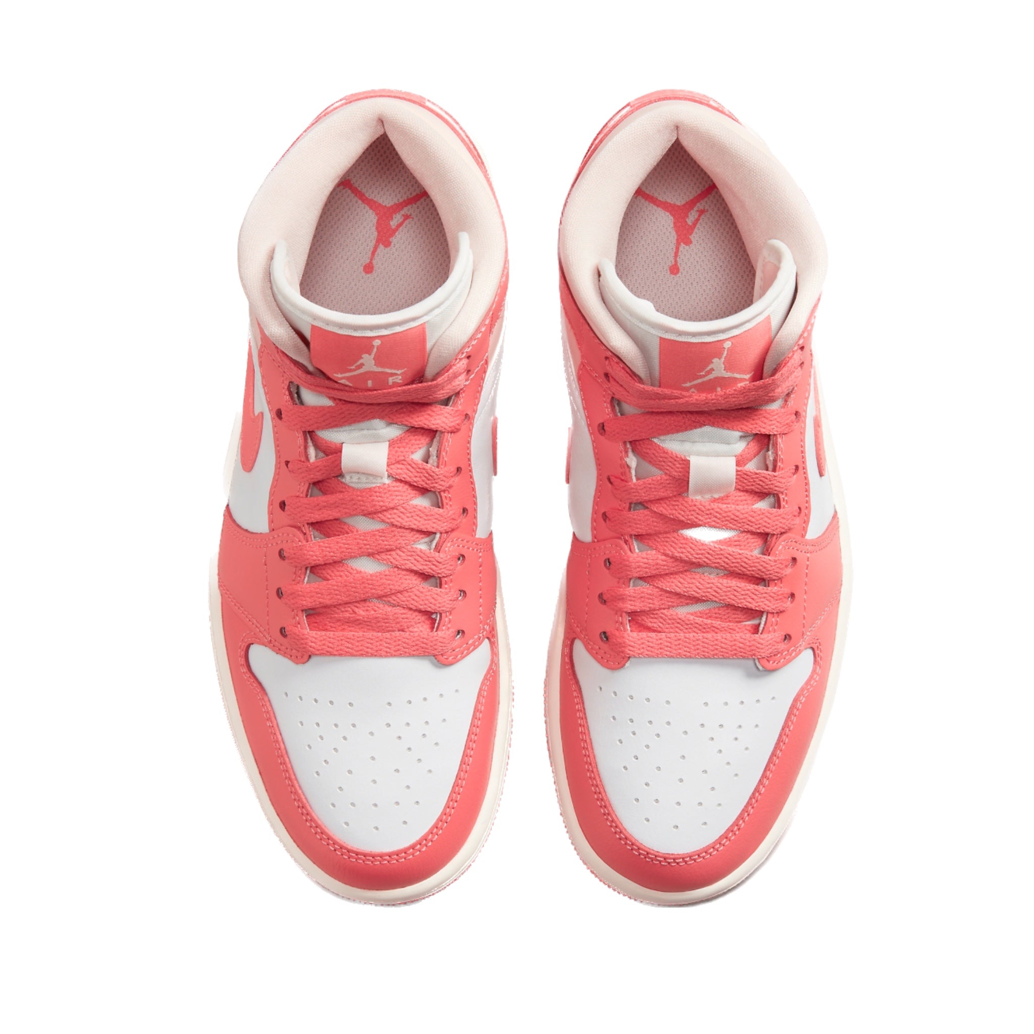 Women's Air Jordan 1 Mid Strawberries and Cream White Sea Coral Atmosphere Sail