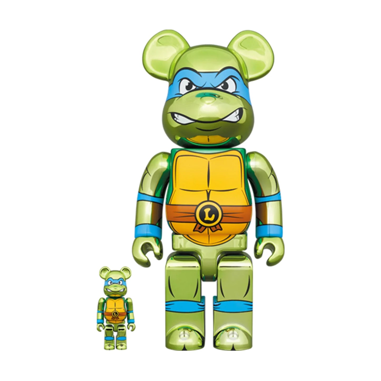 Bearbrick 100% & 400% Teenage Mutant Ninja Turtles Leonardo Chrome Ver.
