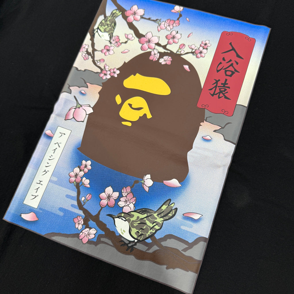 A Bathing Ape Head Sakura Photo 2025 Tee Black