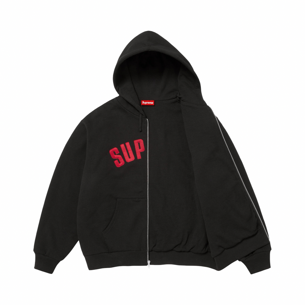 Supreme FW25 Arc Thermal Lined Zip Up Hooded Sweatshirt Black Red
