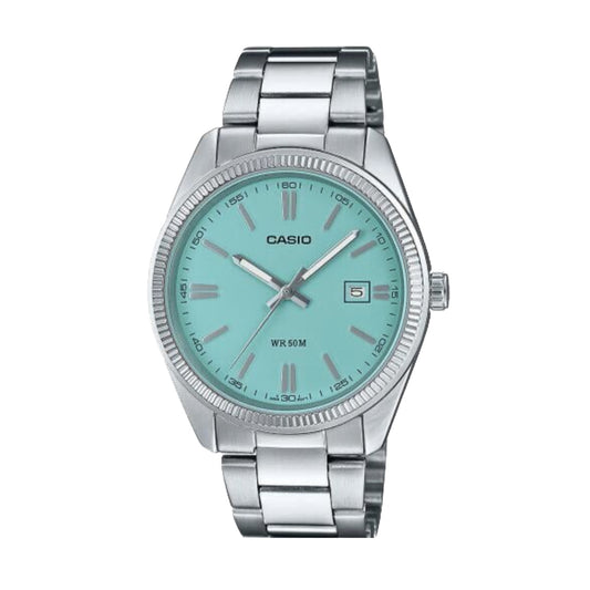 Casio Tiffany MTP1302PD-2A2 Pastel Blue Face Steel Band Men’s Watch