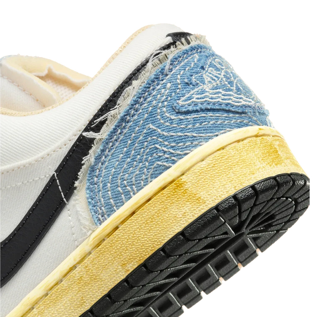 Jordan 1 Low SE WRMK Sashiko Denim Ashen Slate Black Pale Ivory Sesame