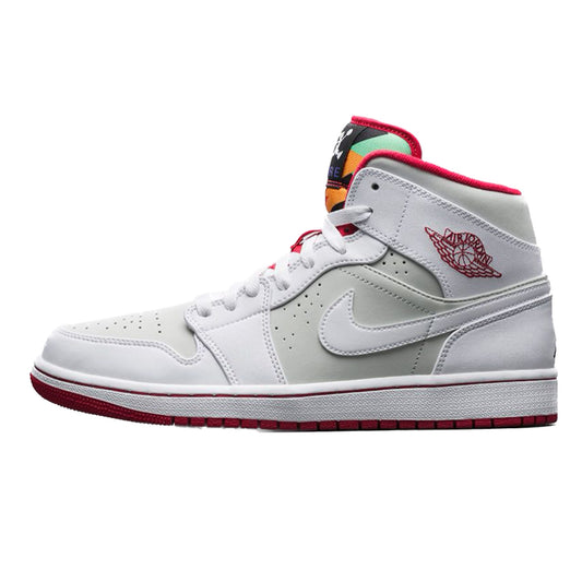 Air Jordan 1 Mid Retro Hare White True Red Light Silver Black