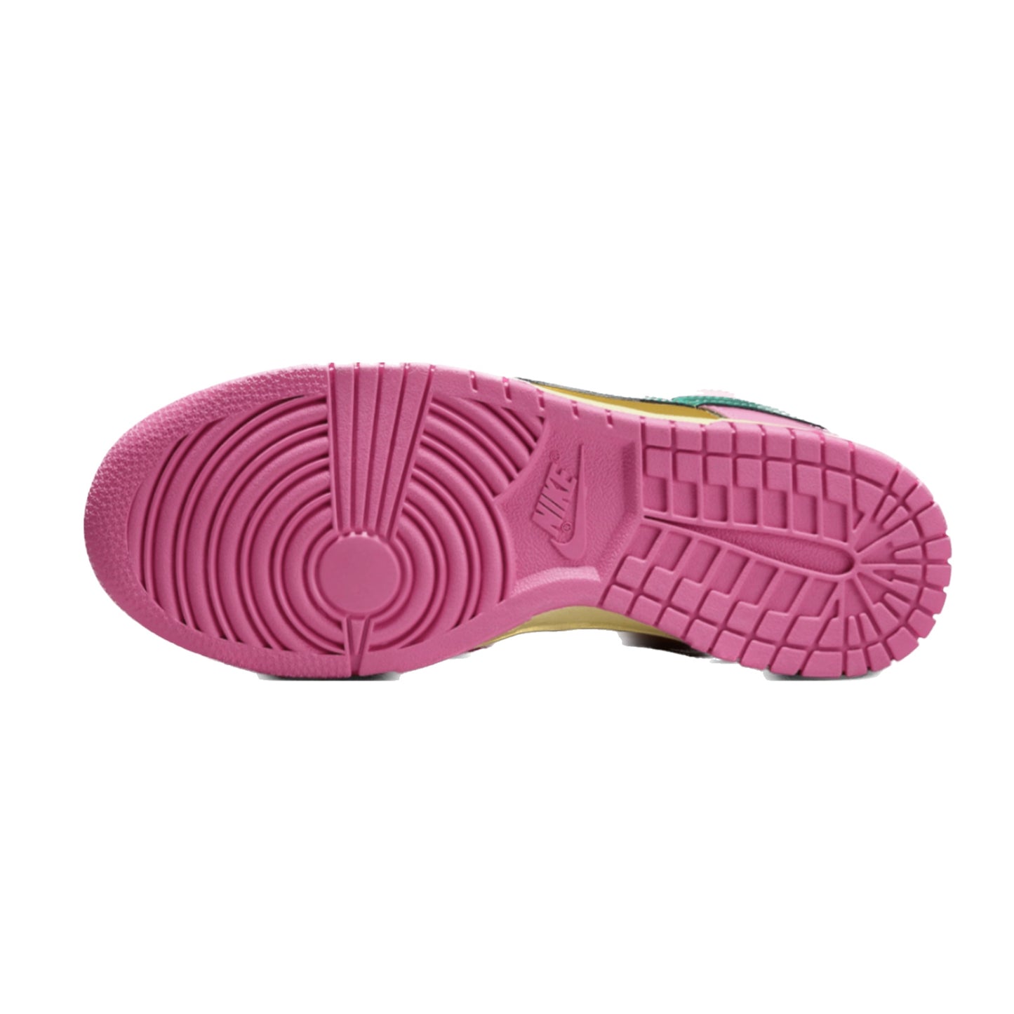 Women's Nike Dunk Low QA Parris Goebel Playful Pink Multi Color Bronzine Clear Jade Luminous Green