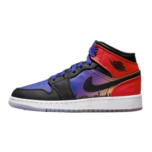 Air Jordan 1 Mid (GS) SS Skyline Concord Black University Red Psychic Purple Peach Cream Total Orange