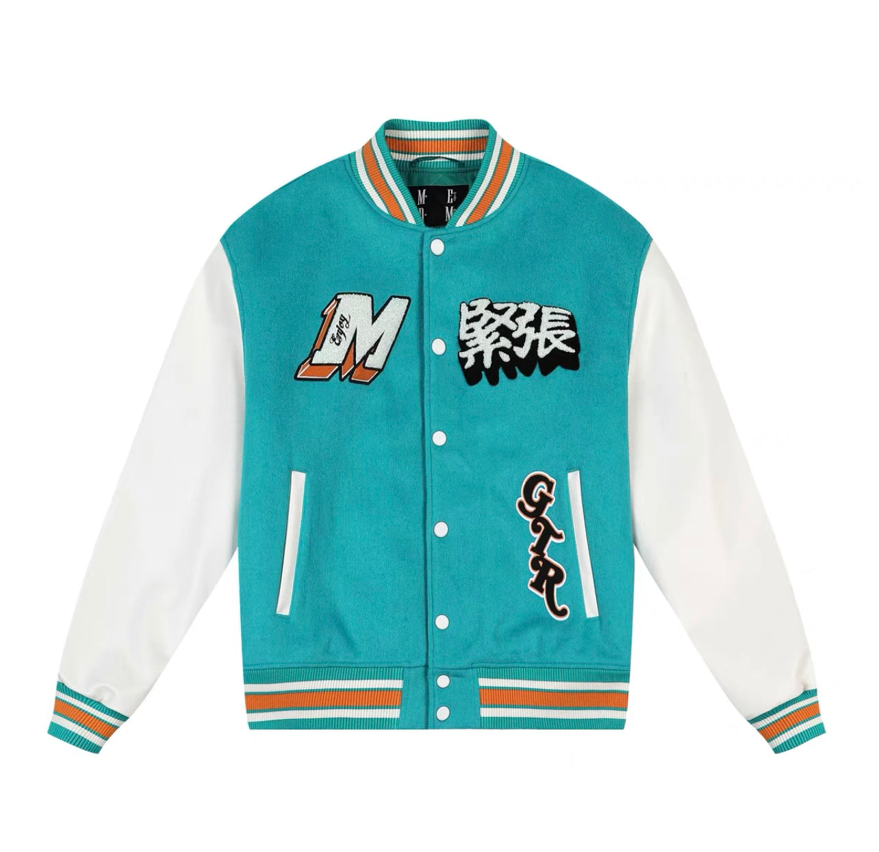 Mr Enjoy Da Money Initial D GTR Varsity Jacket Blue White Orange