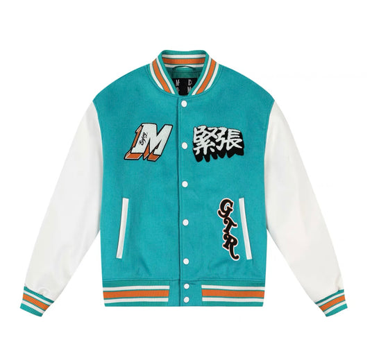 Mr Enjoy Da Money Initial D GTR Varsity Jacket Blue White Orange