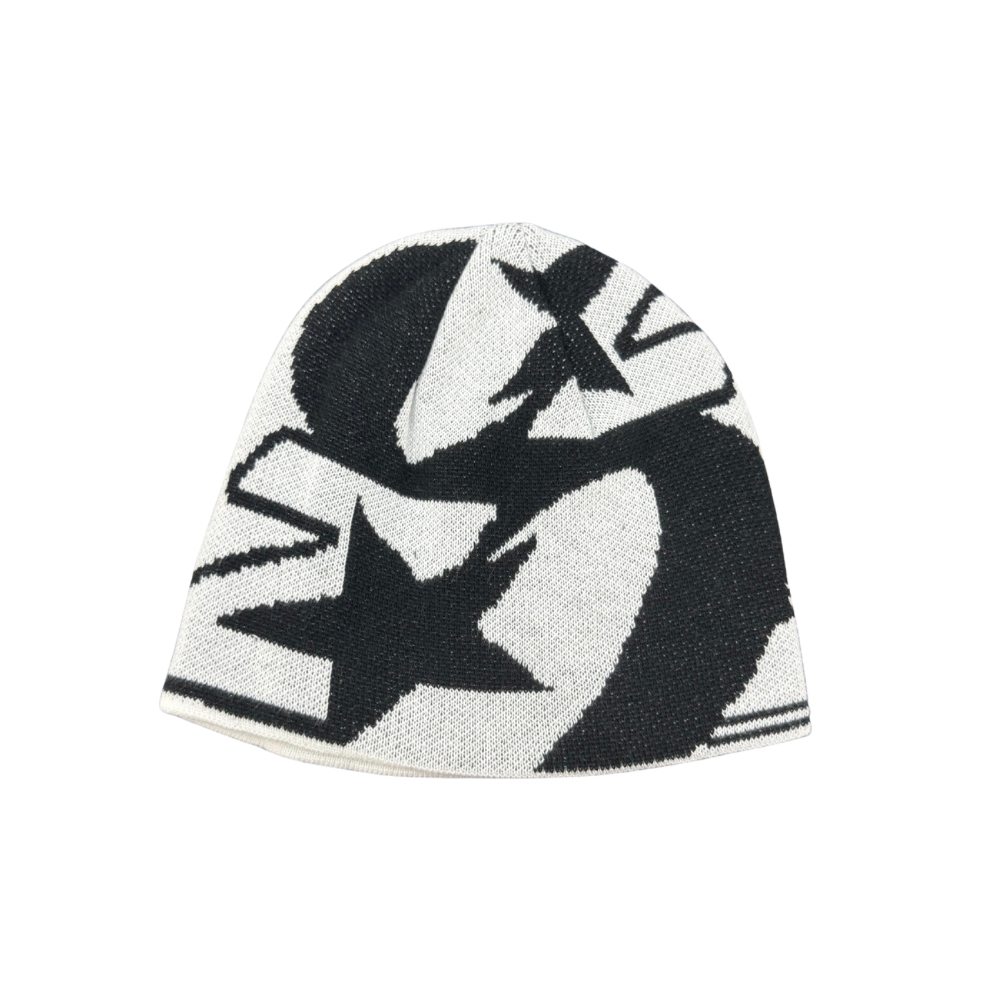 OZMNL Two Tone Beanie White Black