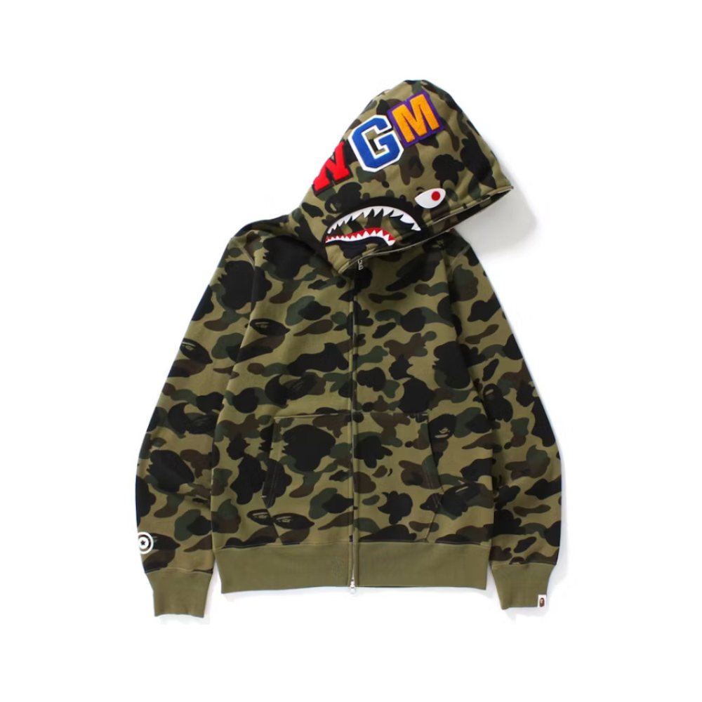A Bathing Ape 1st Camo Shark Full Zip Hoodie Green