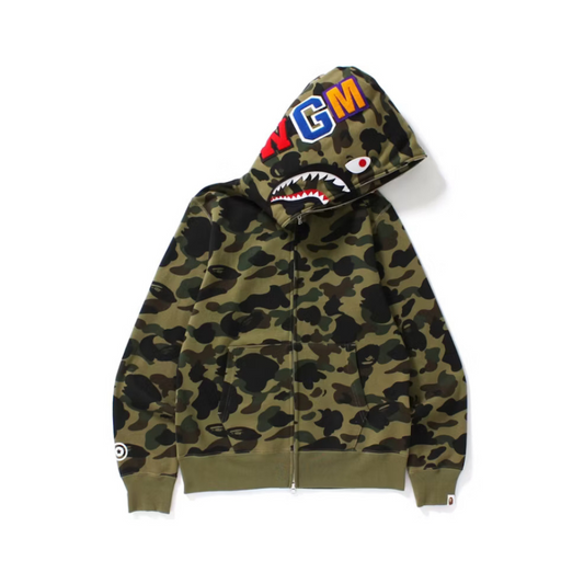 A Bathing Ape 1st Camo Shark Full Zip Hoodie Green
