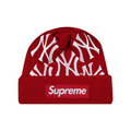 Supreme x New Era X Yankees Box Logo Beanie Red