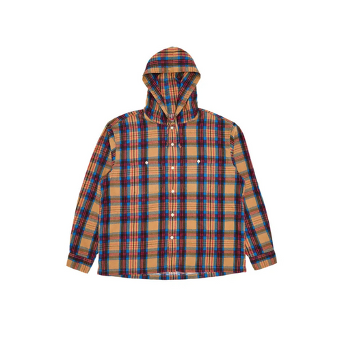 Supreme Hooded Printed Flannel Shirt Tan SS24